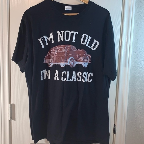 Port and Company Black Short Sleeved Classic Car Print Pullover T-Shirt size XL - Picture 2 of 5